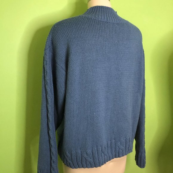 Vintage 90s Esprit Sport Cottagecore Cropped Pullover Poem Sweater Sz Large - Picture 5 of 7